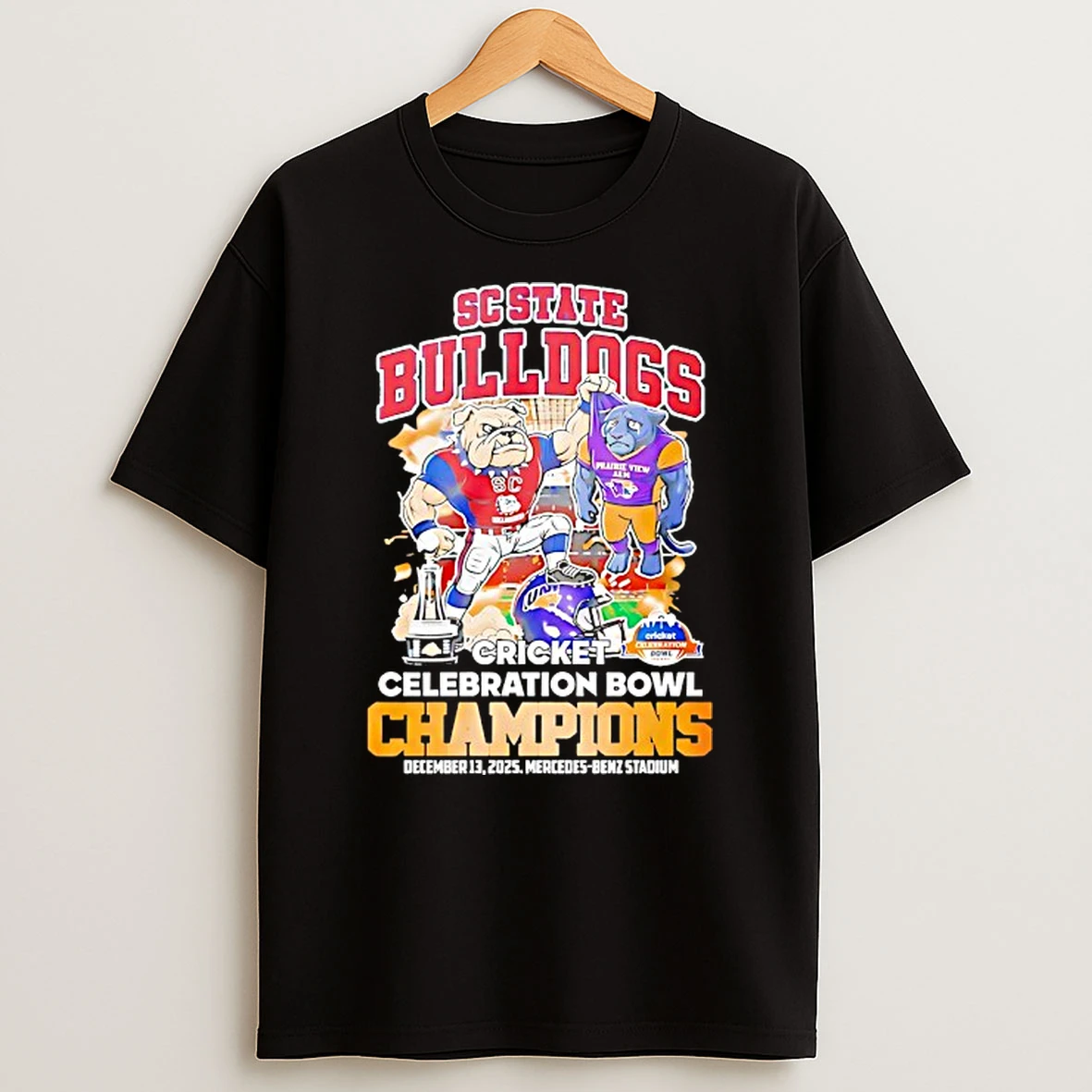 Sc State Bulldogs Beat Prairie View Am 2025 Cricket Celebration Bowl Champions Mascot Shirts
