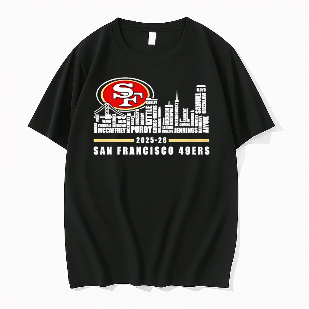 San Francisco 49ers 2025 26 Player Names City Skyline Shirts