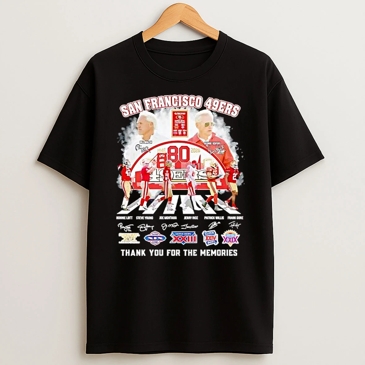 San Francisco 49ers 80 Years 1946 2026 Signature Thank You For The Memories Shirts