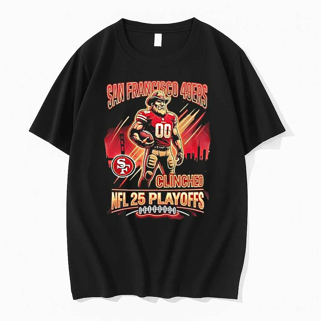 San Francisco 49ers Nfl 25 Playoff Football Clinched Mascot Shirts