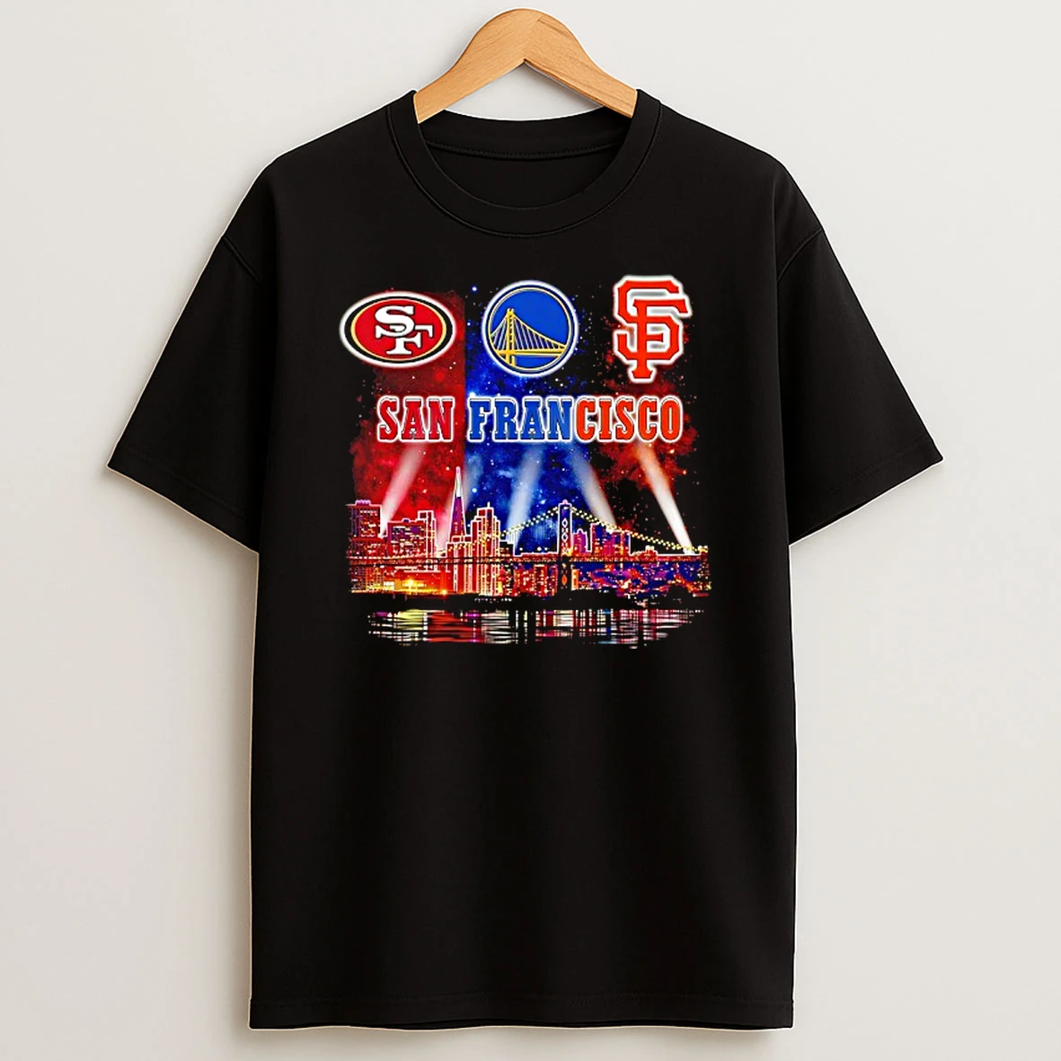 San Francisco 49ers And Golden State Warriors And San Francisco Giants Logo Skyline Shirts