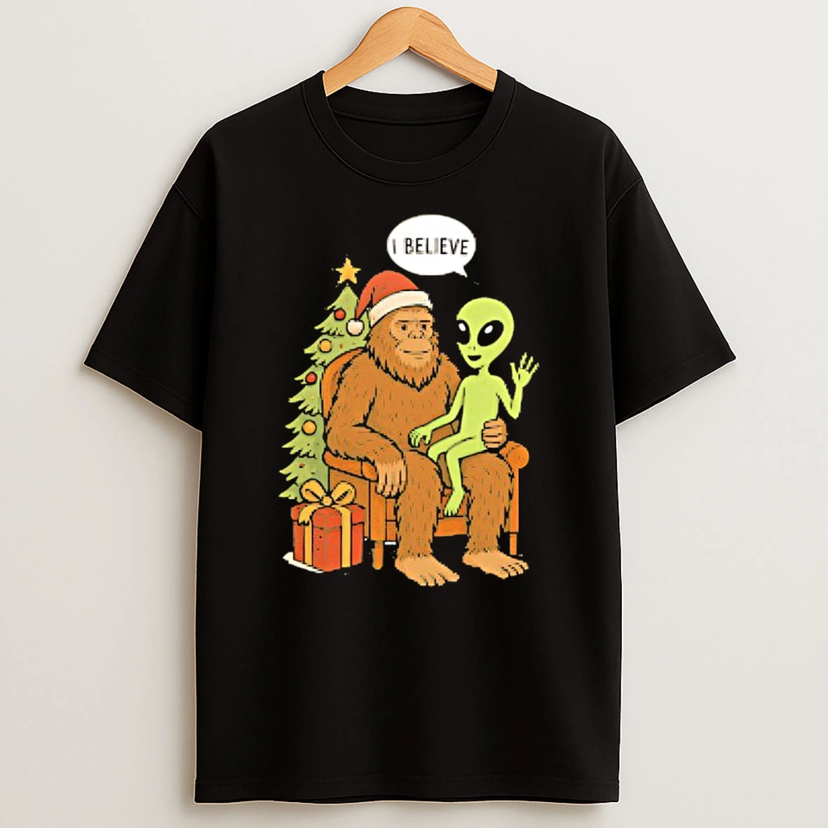 Santa Bigfoot Alien Ufo Paranormal Christmas Shirts