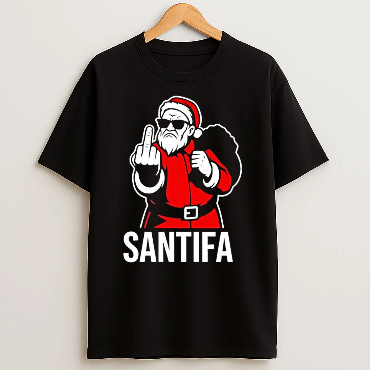 Santa Claus Santifa Says Fuck You To Facism Graphic Shirts