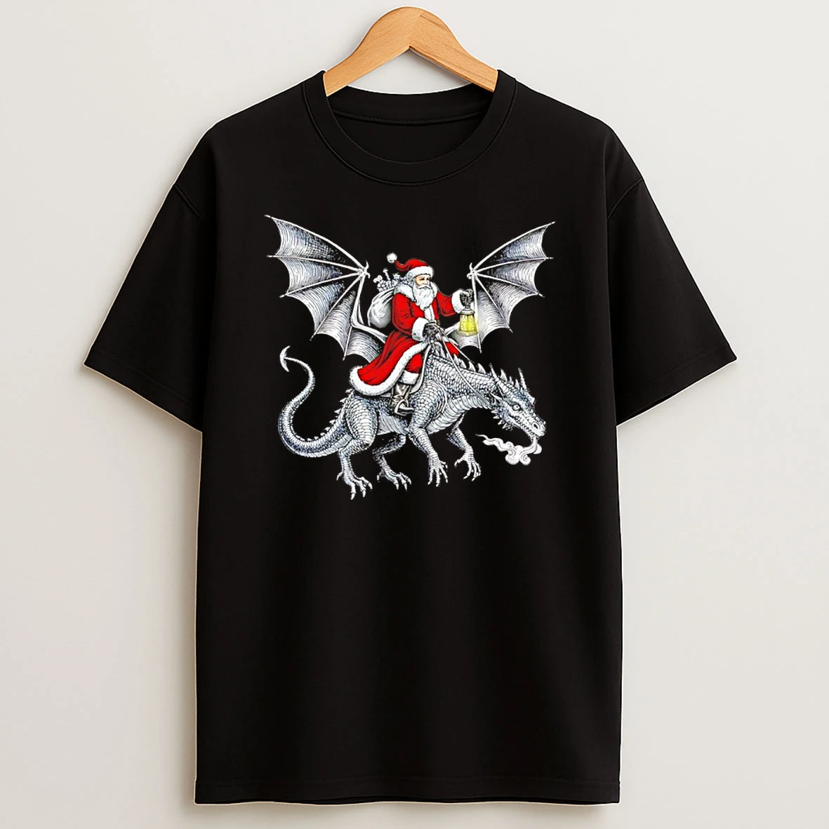 Santa Riding Dragon Christmas Shirts