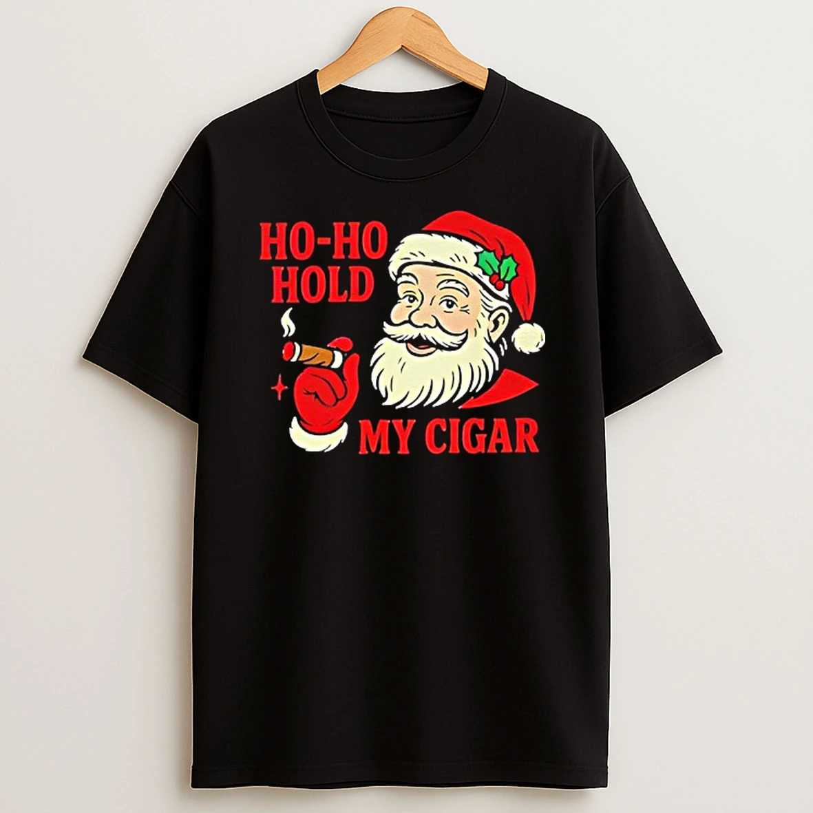 Santa Moking Ho Ho Hold My Cigar Christmas Shirts