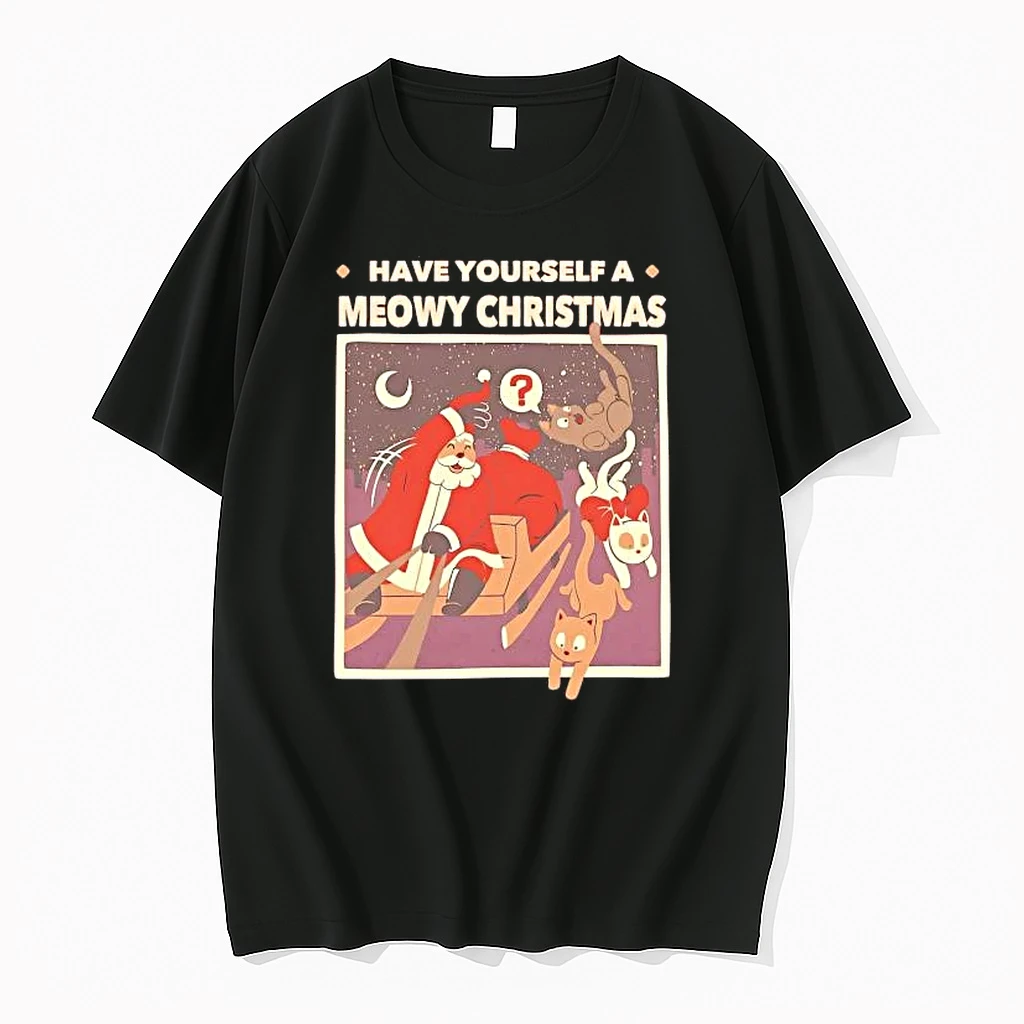 Santa Sleigh Have Yourself A Meowy Christmas Shirts