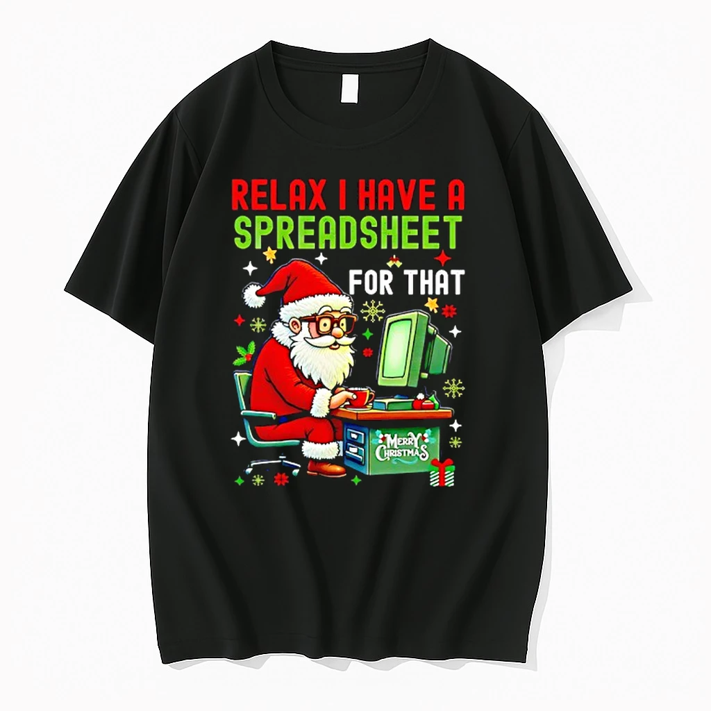 Santa Using Computer Relax I Have A Spreadsheet For That Merry Christmas Shirts