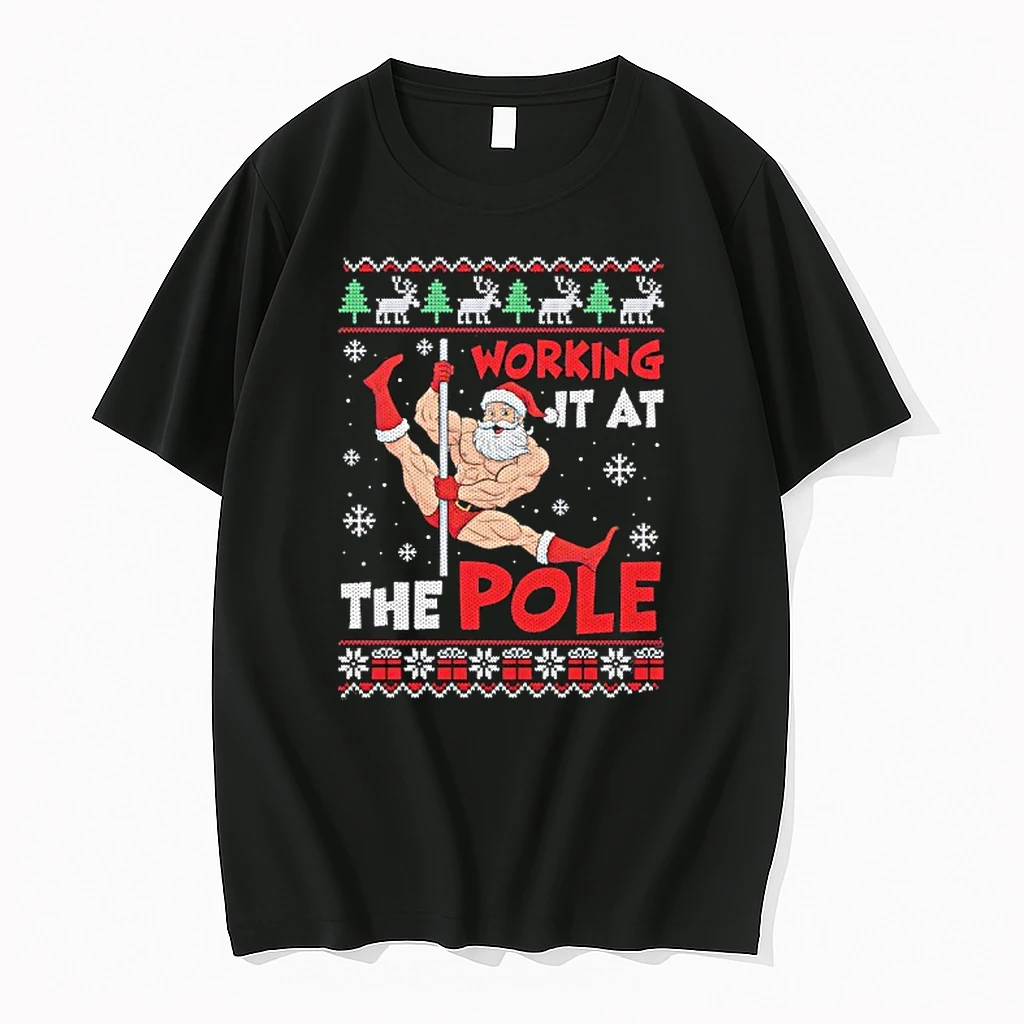Santa Working It At The Pole Dancing Ugly Christmas Shirts