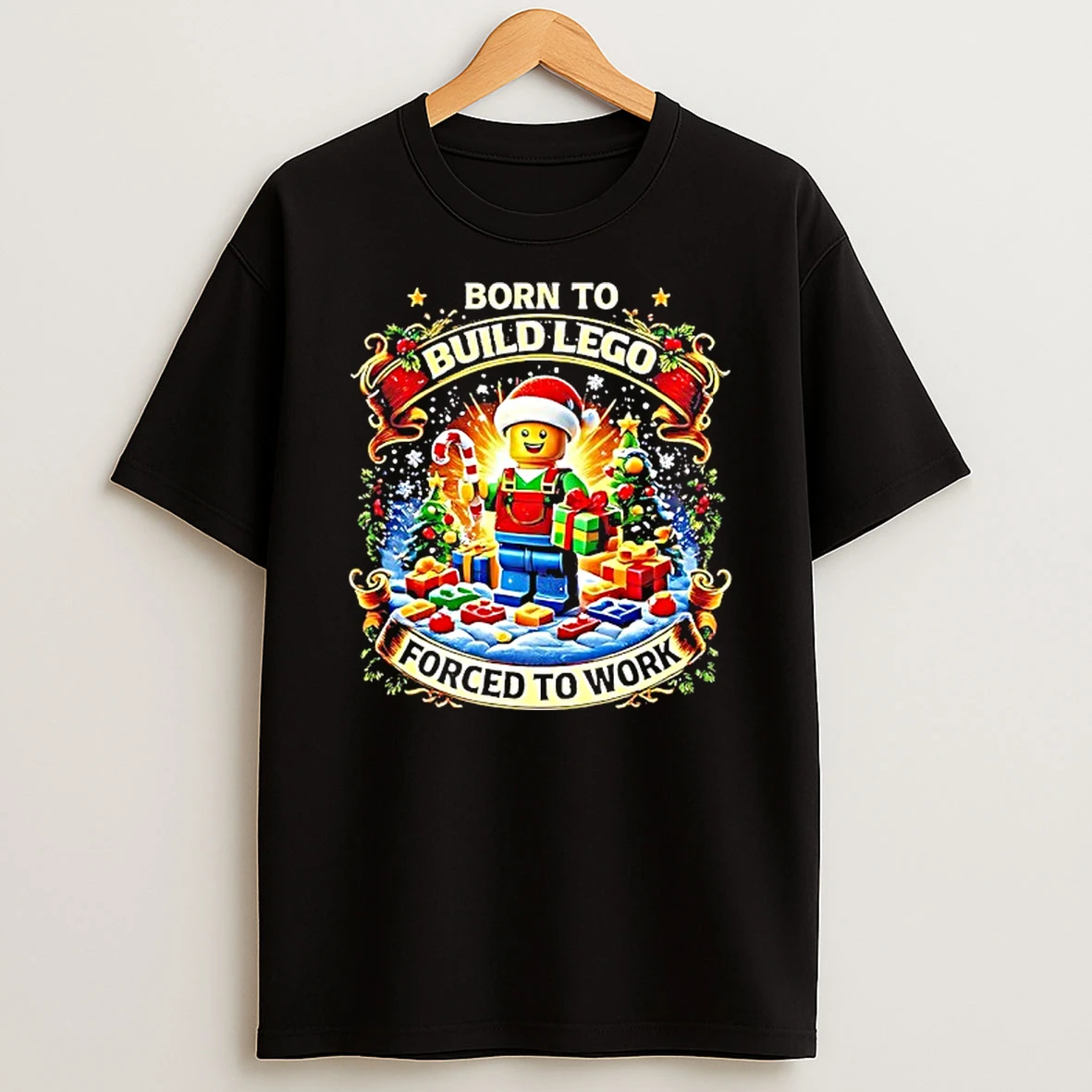 Santa X Lego Born To Build Lego Forced To Work Christmas Shirts