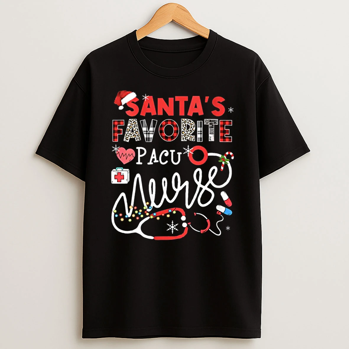 Santas Favorite Pacu Nurse Christmas Lights Leopard Shirts