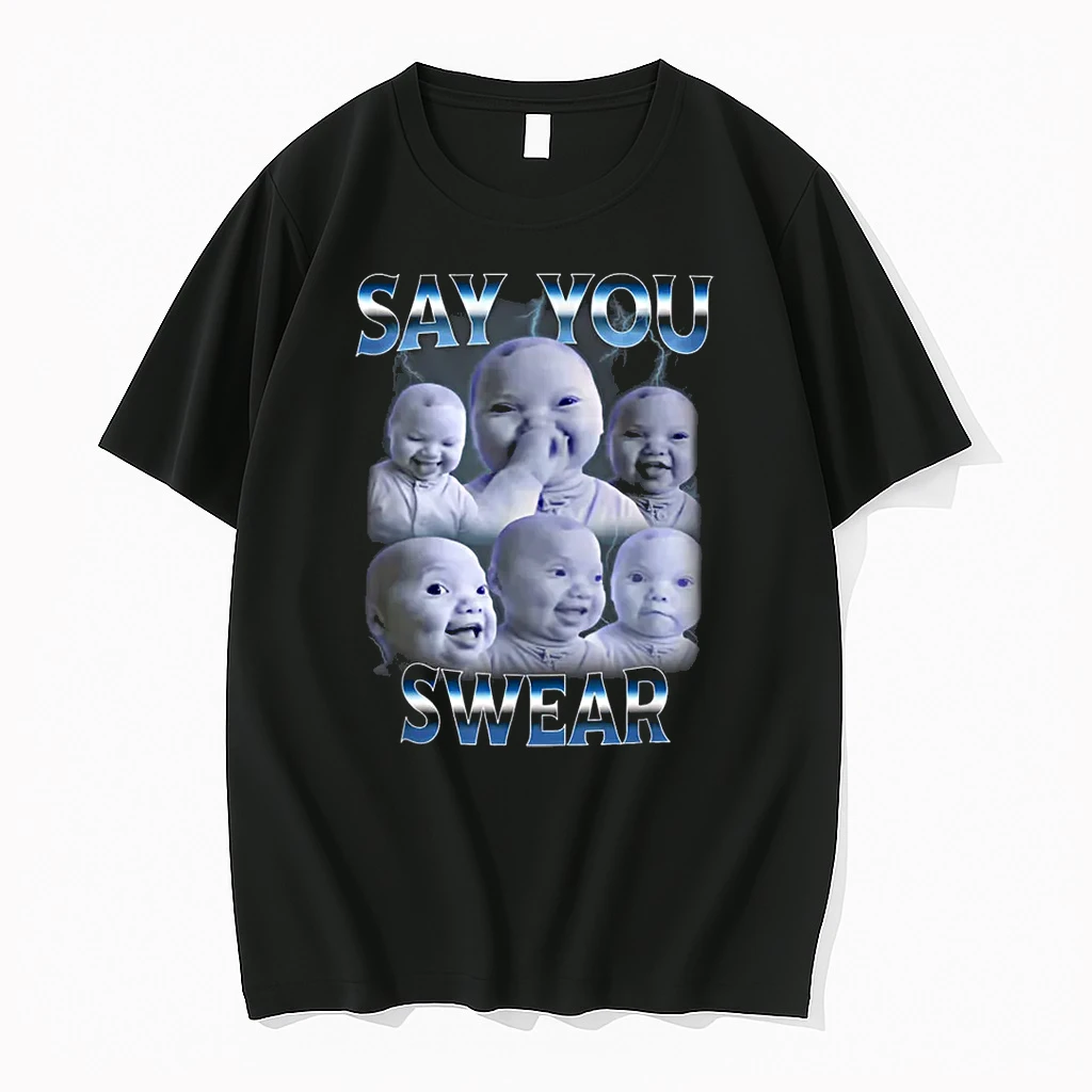 Say You Swear Ai Niche Baby Holding Back Laugh Genz Meme Shirts