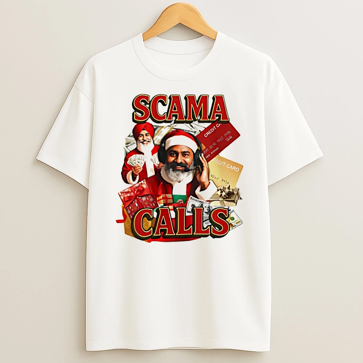 Scama Calls Santa Christmas Graphic Shirts
