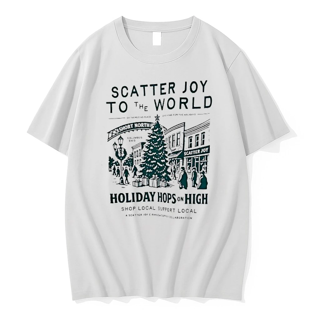 Scatter Joy To The World Holiday Hops On High Short North Columbus Ohio Shirts