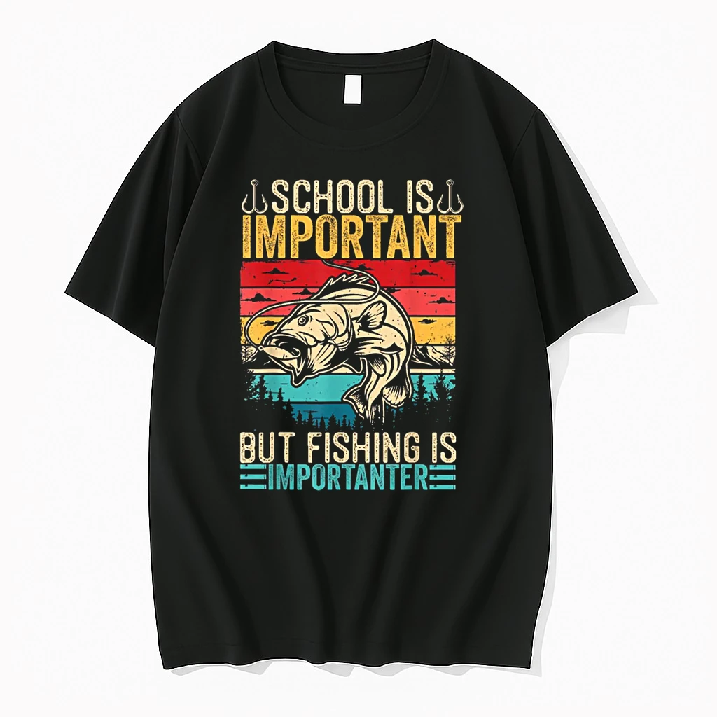 School Is Important But Fishing Is Importanter Fish Bass Shirts