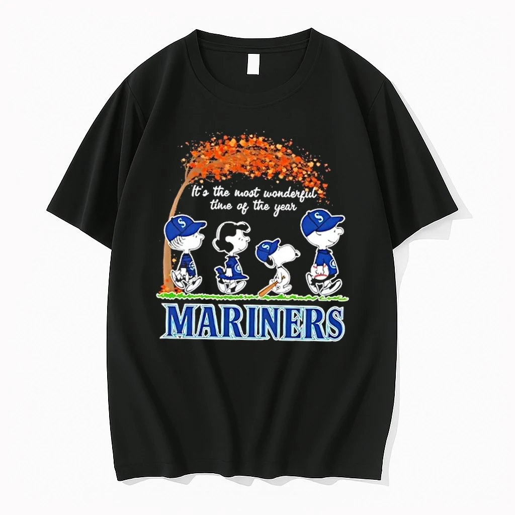 Seattle Mariners X Peanuts Snoopy And Friends Autumn Its The Most Wonderful Time Of The Year Shirts