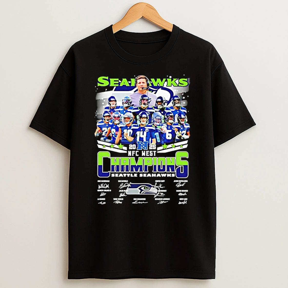 Seattle Seahawks 2025 Nfc West Champions All Team Signature Shirts
