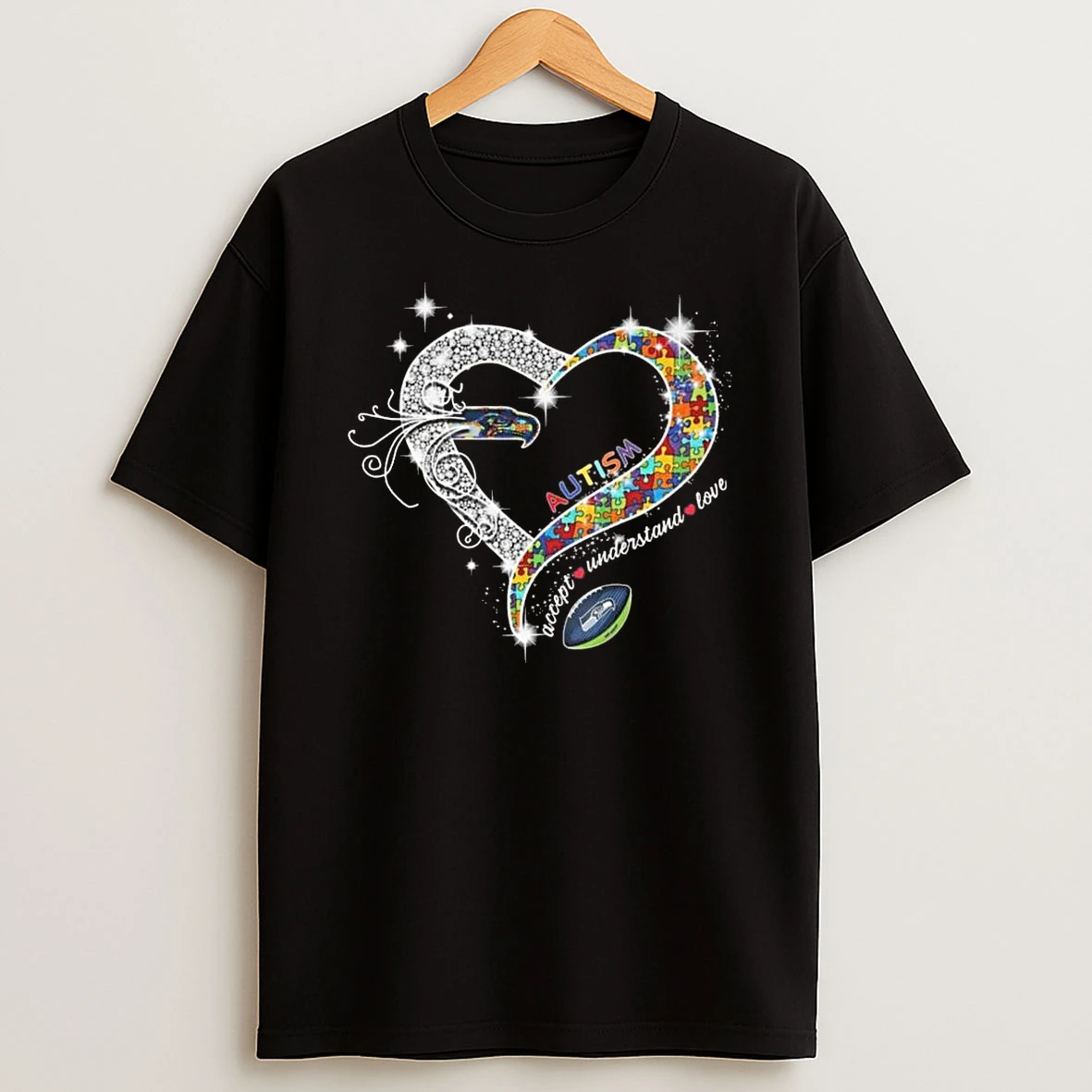 Seattle Seahawks Accept Understand Love Autism Diamond Heart 2026 Shirts