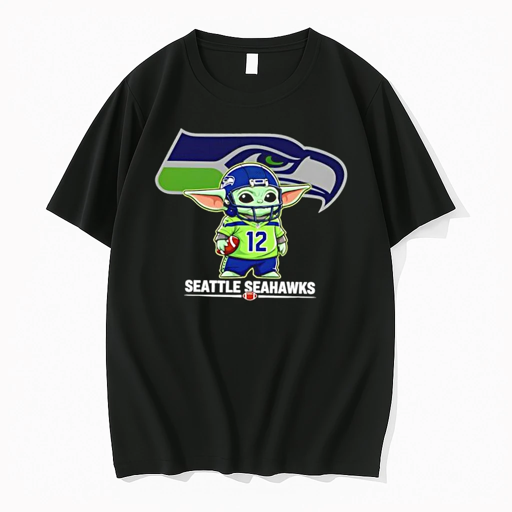 Seattle Seahawks Baby Yoda Cute Football Crossover Shirts