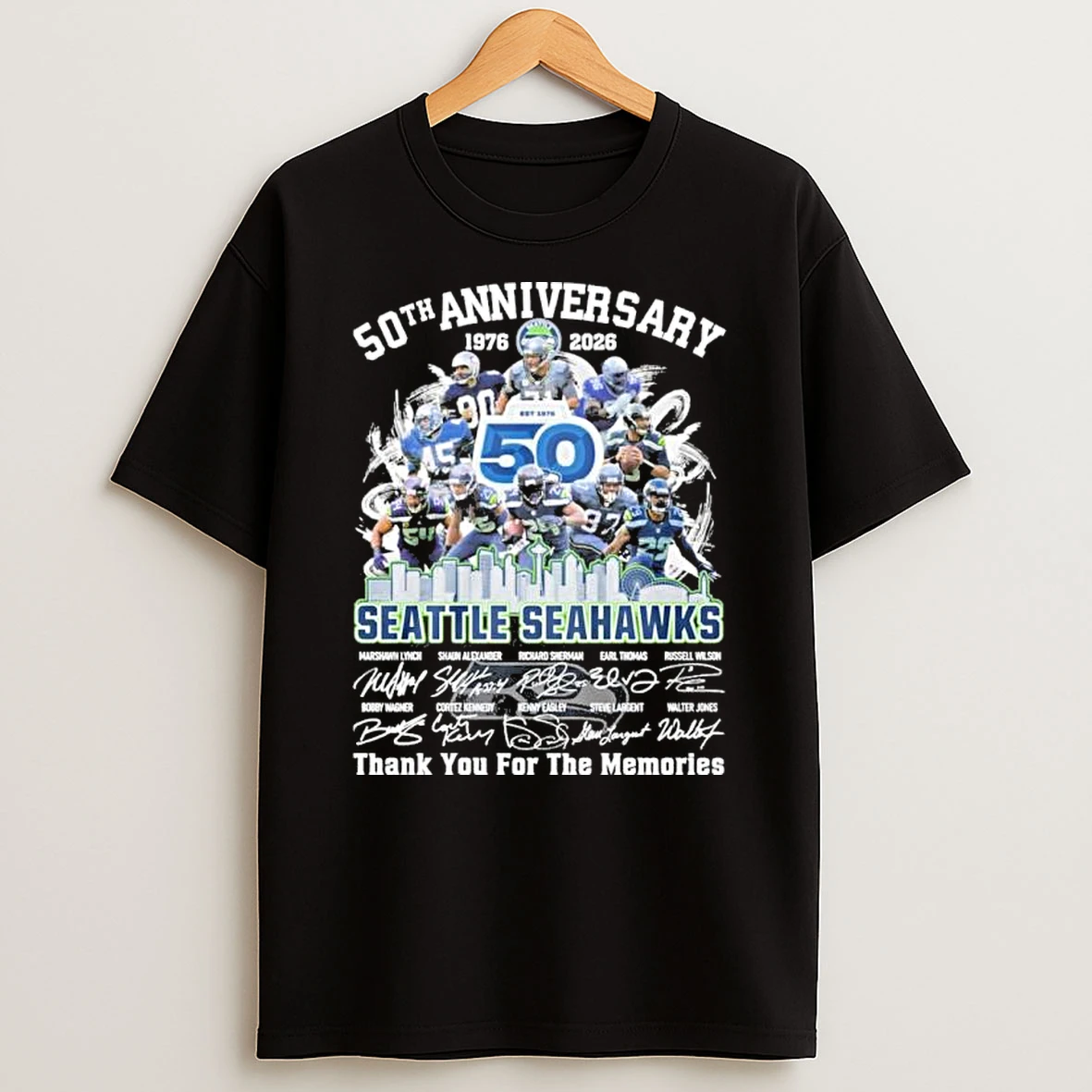 Seattle Seahawks Team 50th Anniversary 1976 2026 Thank You For The Memories Shirts