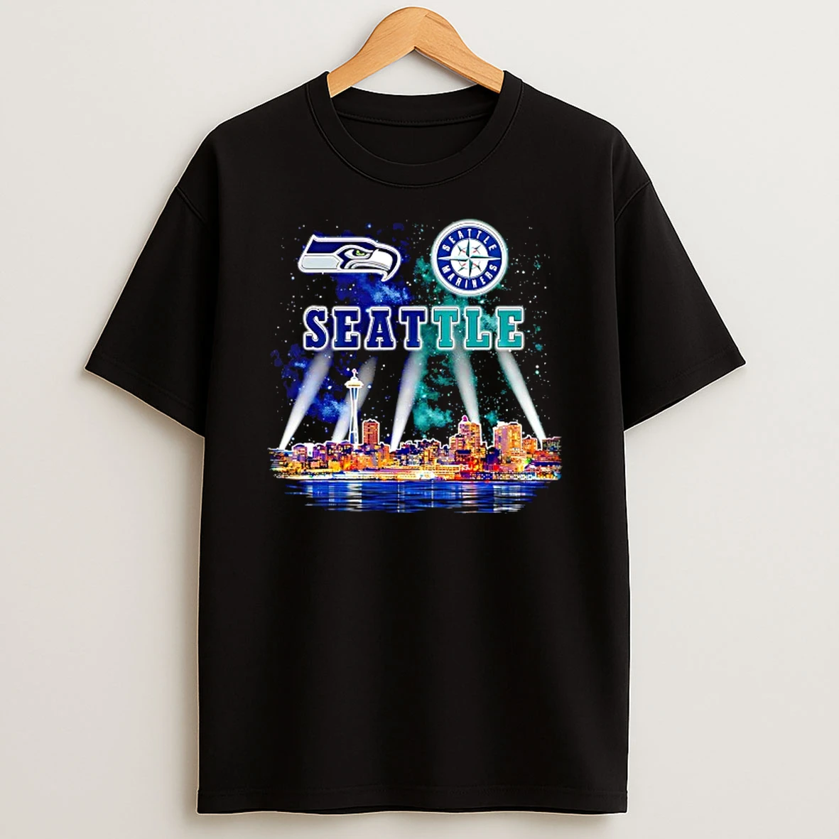 Seattle Seahawks And Seattle Mariners Logo Space Needle Town Shirts