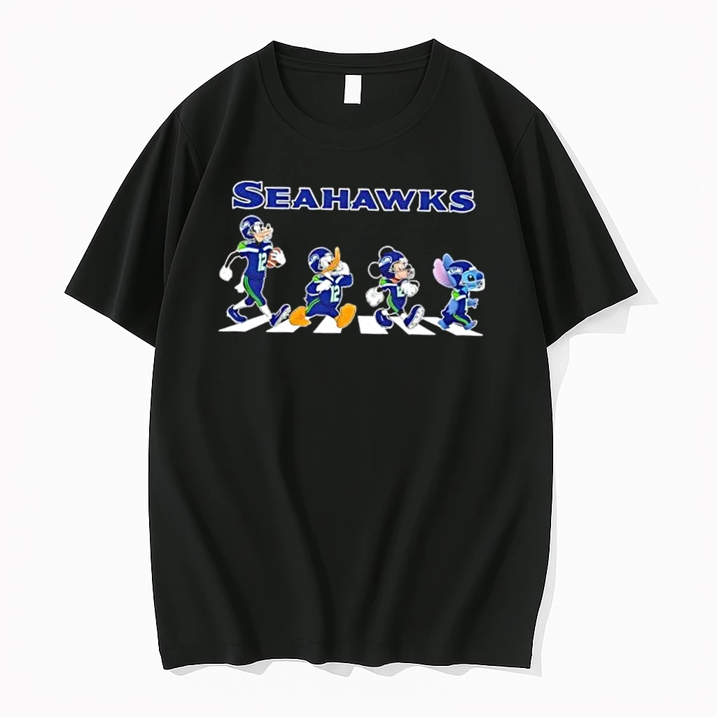 Seattle Seahawks X Disney Stitch Mickey Donald Duck Goofy Abbey Road Shirts