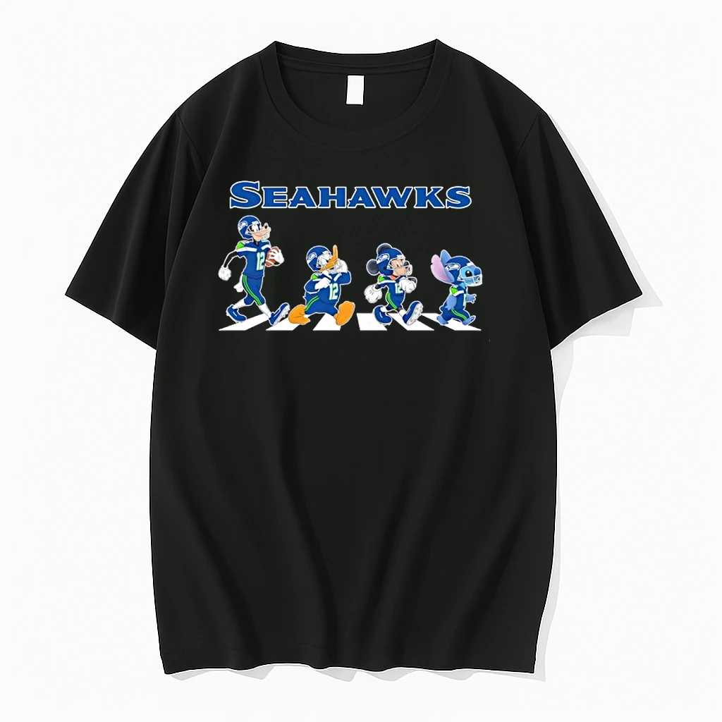 Seattle Seahawks X Goofy X Donald Duck X Mickey Mouse X Stitch Abbey Road Shirts