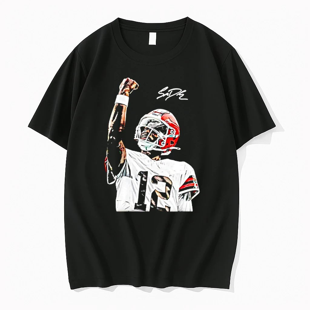 Shedeur Sanders 12 Cleveland Browns Football Signature Portrait Shirts