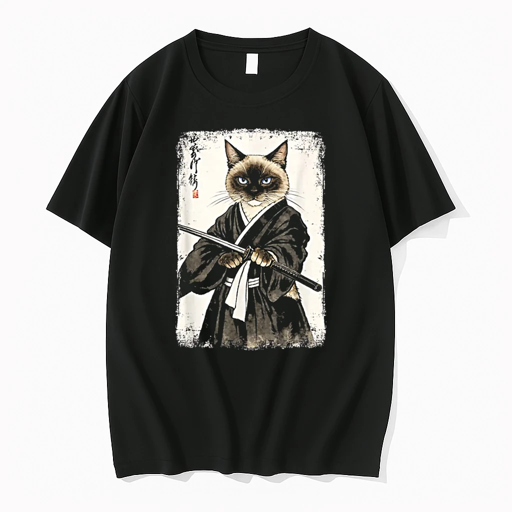 Siamese Cat Samurai Warrior Japanese Art Shirts