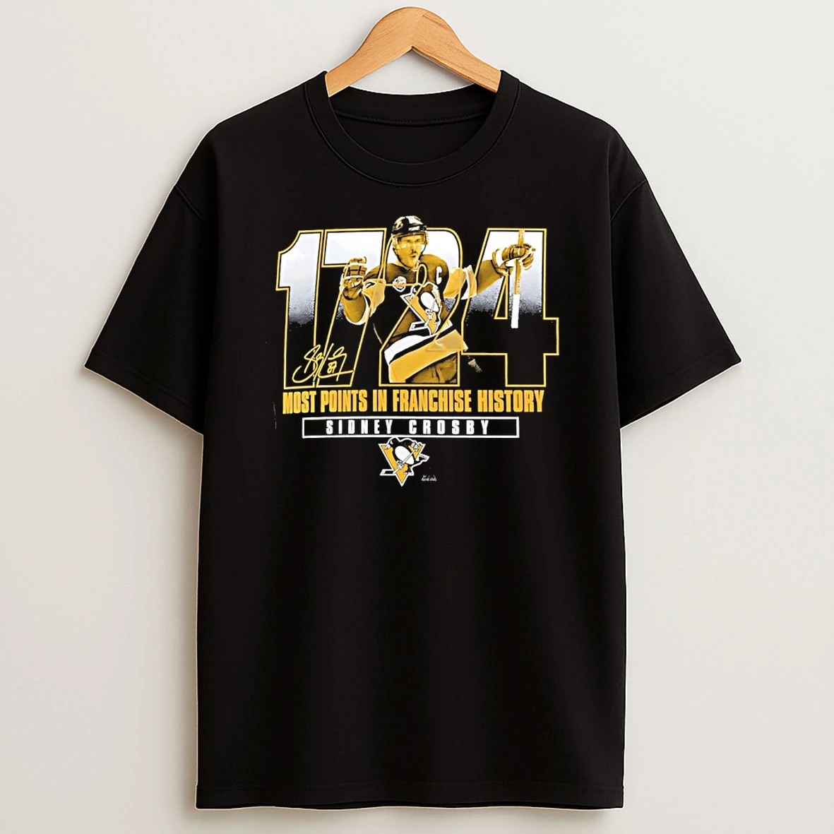 Sidney Crosby 1724 Most Points In Franchise History Pittsburgh Penguins Signature Shirts