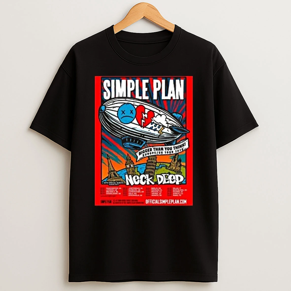 Simple Plan Bigger Than You Think Europe And Uk Tour 2026 Shirts