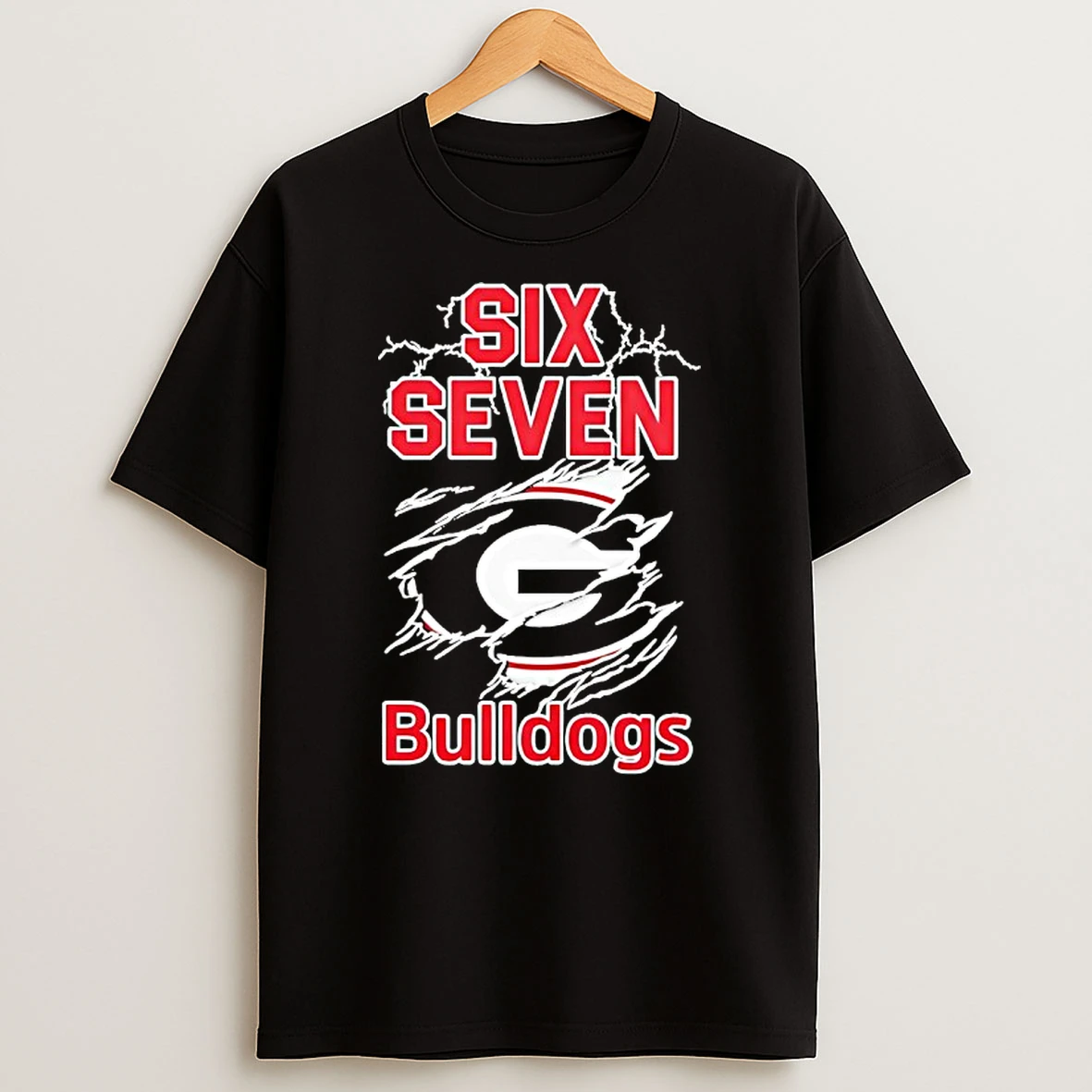 Six Seven Georgia Bulldogs Logo Lightning Shirts