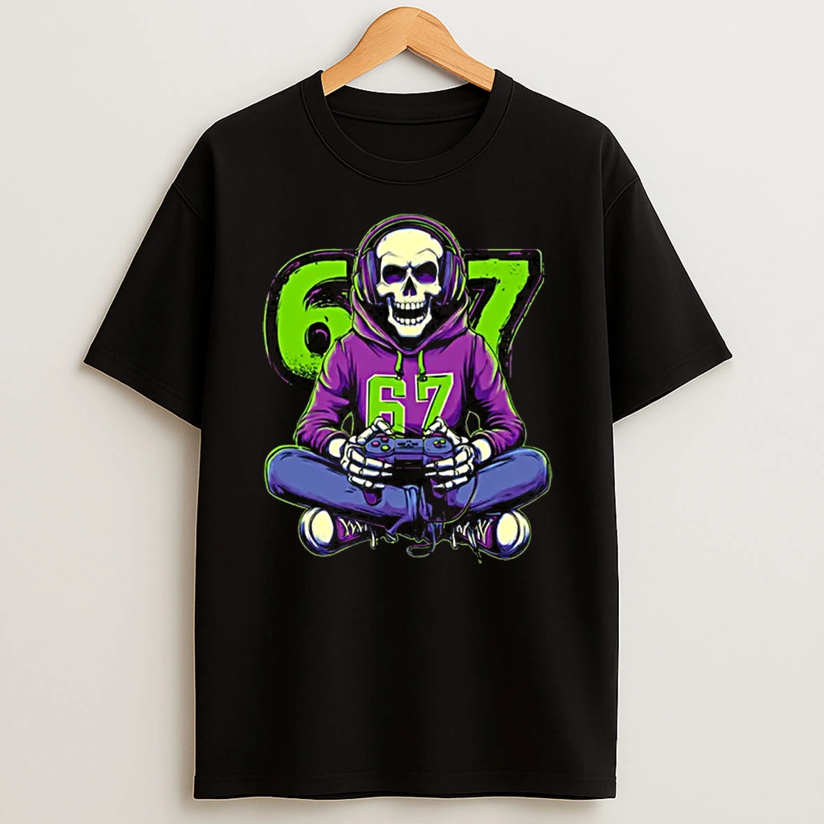 Skeleton 67 Gamer With Retro Controller Shirts