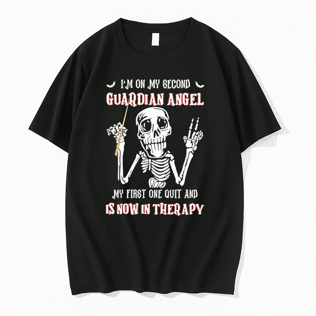 Skeleton Im On My Second Guardian Angel My First One Out And Is Now In Therapy Shirts
