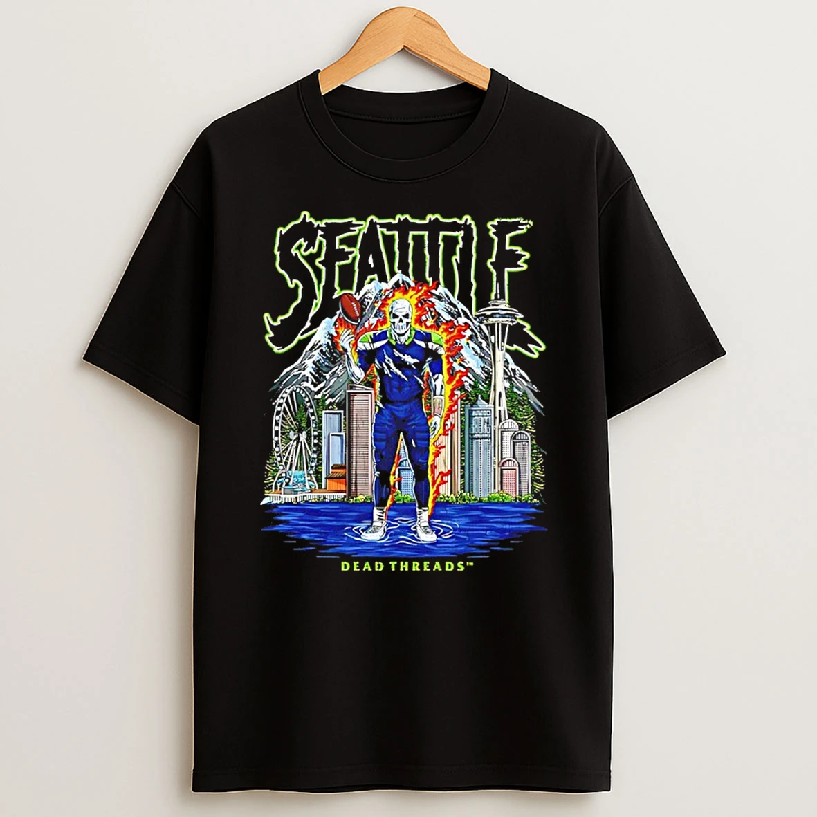 Skeleton Seattle Seahawks Football Graphic Vintage Shirts