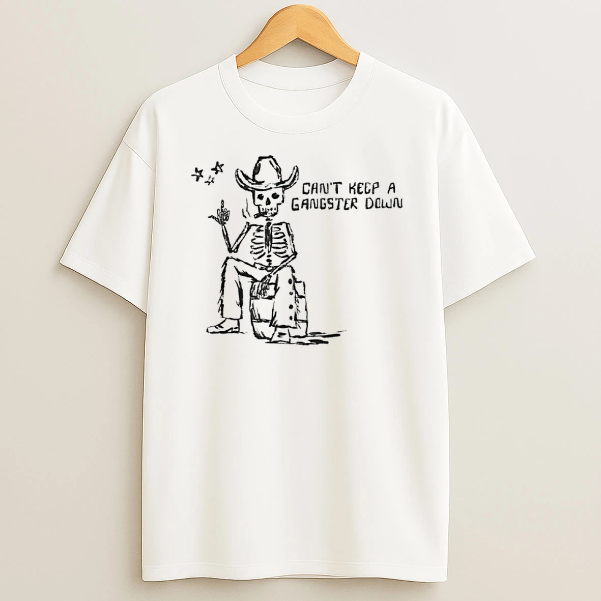 Skeleton Cowboy Cigar Cant Keep A Gangster Down Shirts