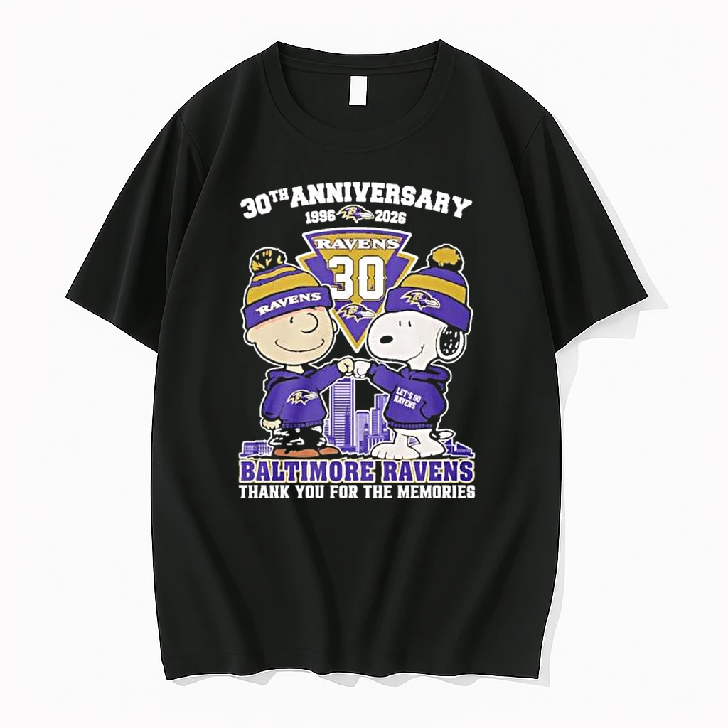 Snoopy And Charlie Brown Fist Bump X Baltimore Ravens 30th Anniversary 1996 2026 Shirts