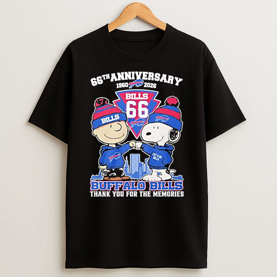 Snoopy And Charlie Brown Fist Bump X Buffalo Bills 66th Anniversary 1960 2026 Shirts