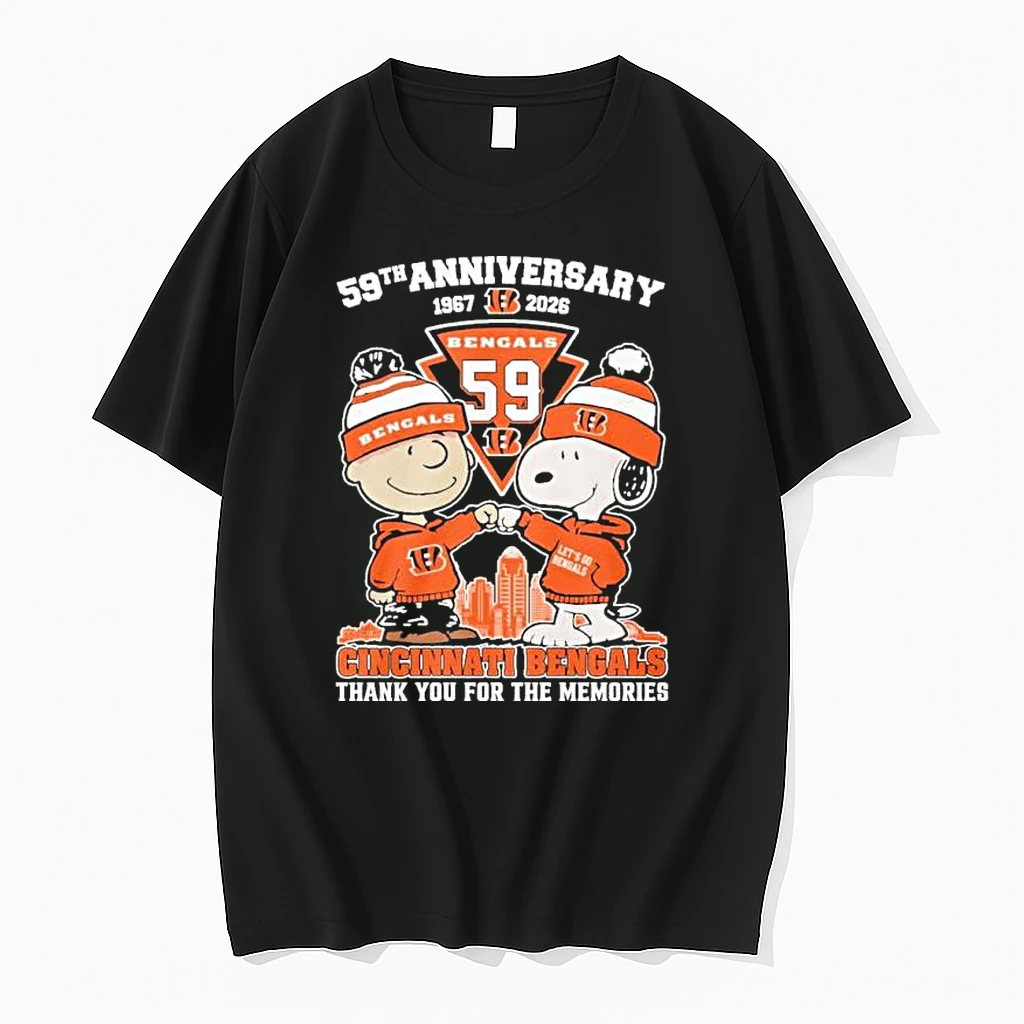 Snoopy And Charlie Brown Fist Bump X Cincinnati Bengals 59th Anniversary 1967 2026 Shirts