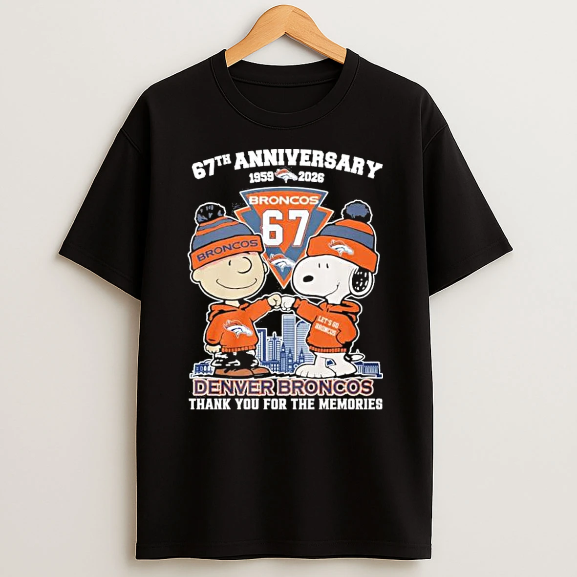 Snoopy And Charlie Brown Fist Bump X Denver Broncos 67th Anniversary 1959 2026 Shirts