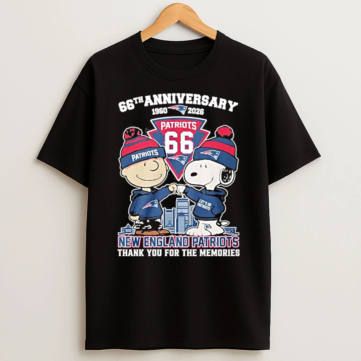 Snoopy And Charlie Brown Fist Bump X New England Patriots 66th Anniversary 1960 2026 Shirts