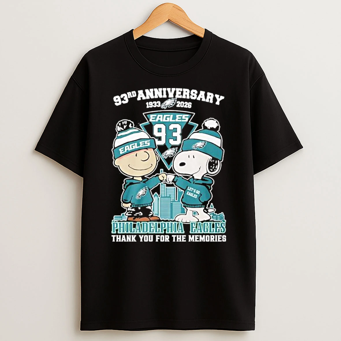 Snoopy And Charlie Brown Fist Bump X Philadelphia Eagles 93rd Anniversary 1933 2026 Shirts