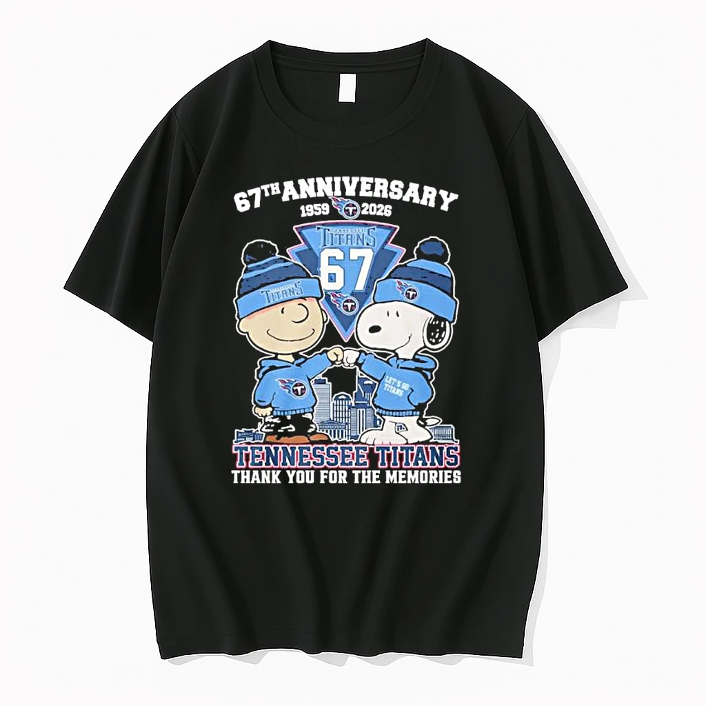 Snoopy And Charlie Brown Fist Bump X Tennessee Titans 67th Anniversary 1959 2026 Shirts