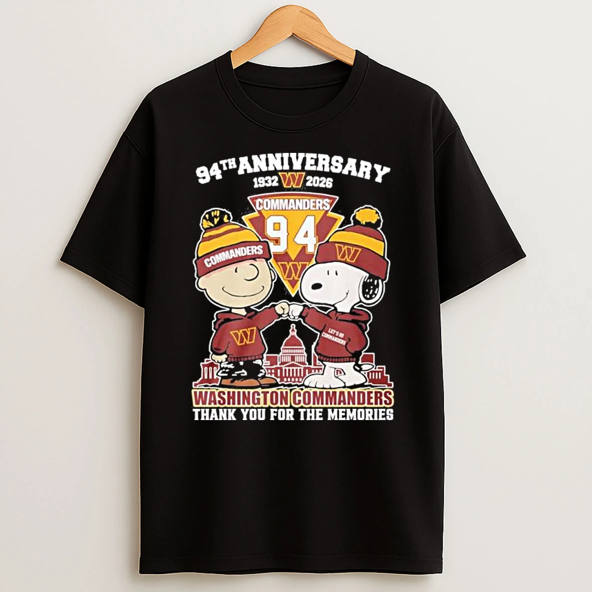 Snoopy And Charlie Brown Fist Bump X Washington Commanders 94th Anniversary 1932 2026 Shirts