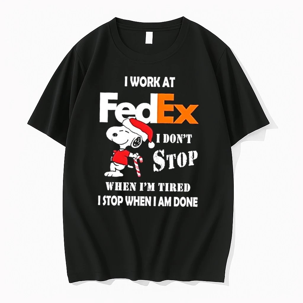 Snoopy I Work At Fedex I Dont Stop When Im Tired I Stop When I Am Done Christmas Shirts