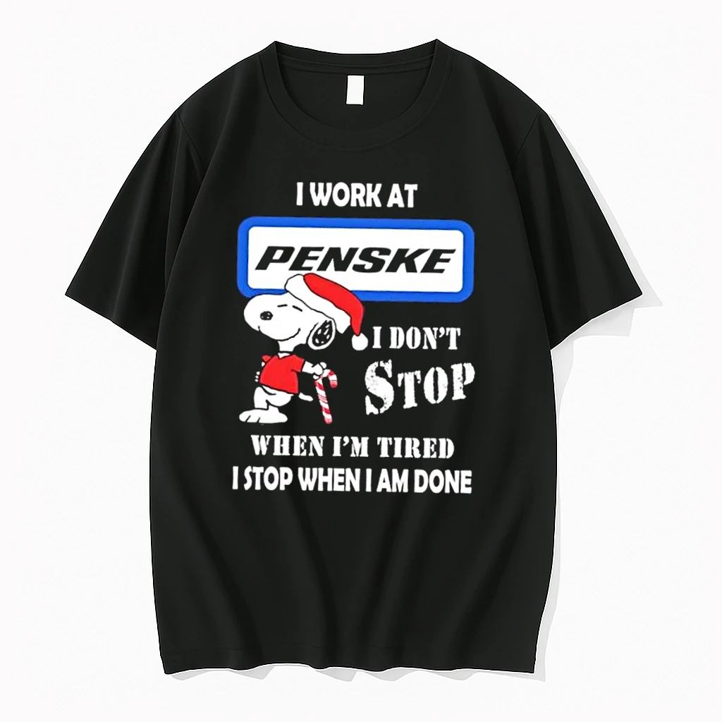 Snoopy I Work At Penske Corporation I Dont Stop When Im Tired I Stop When I Am Done Christmas Shirts
