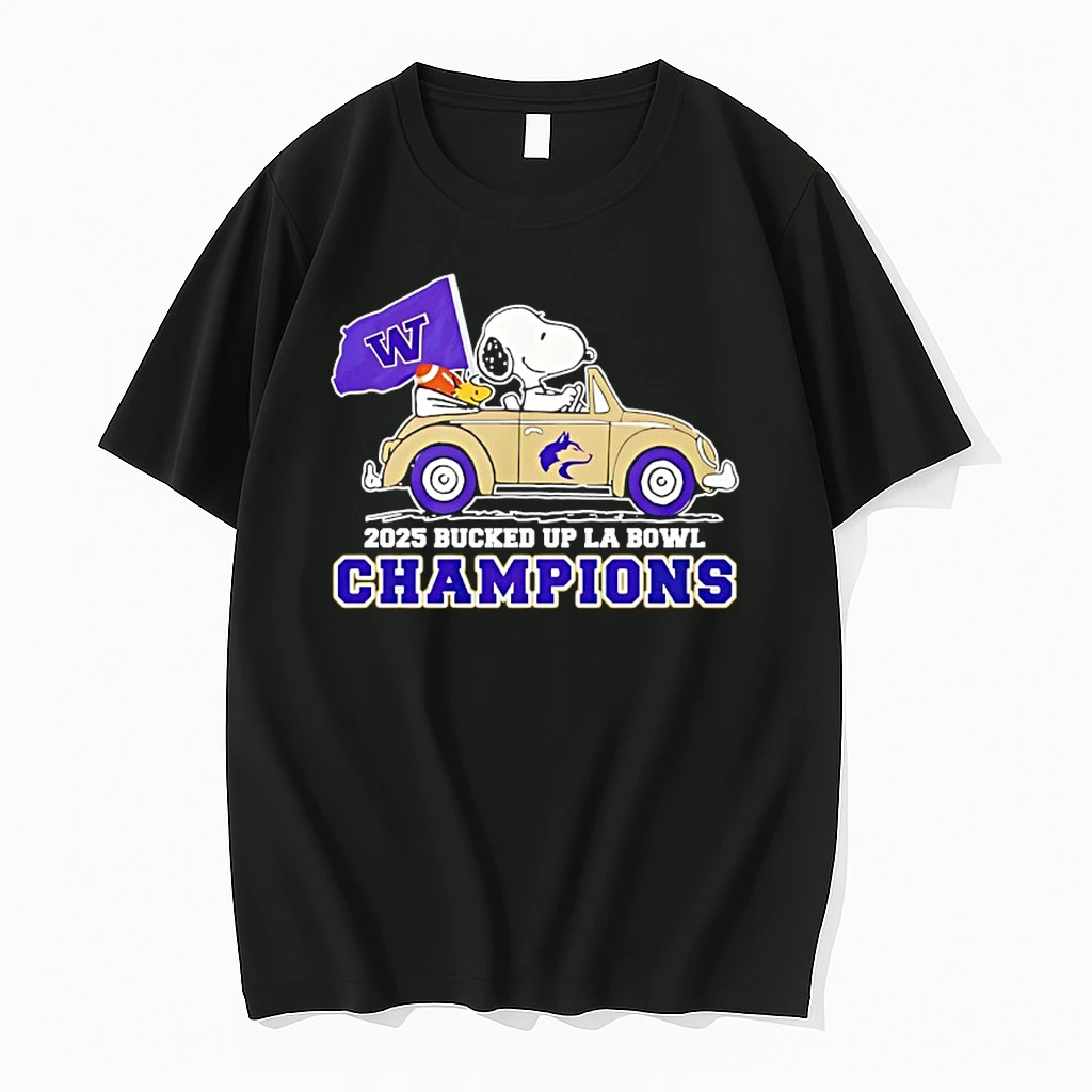 Snoopy Washington Huskies Bucked Up La Bowl Champions 2025 Flag Shirts