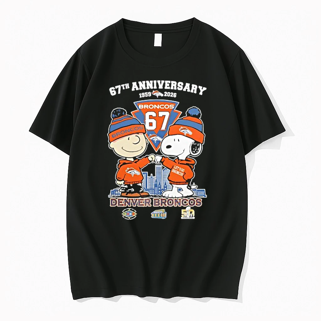 Snoopy And Charlie Brown Denver Broncos Football 67th Anniversary 67 Seasons Shirts