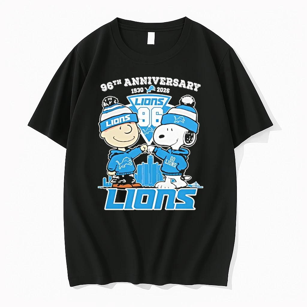 Snoopy And Charlie Brown Detroit Lions Football 96th Anniversary 96 Seasons Shirts