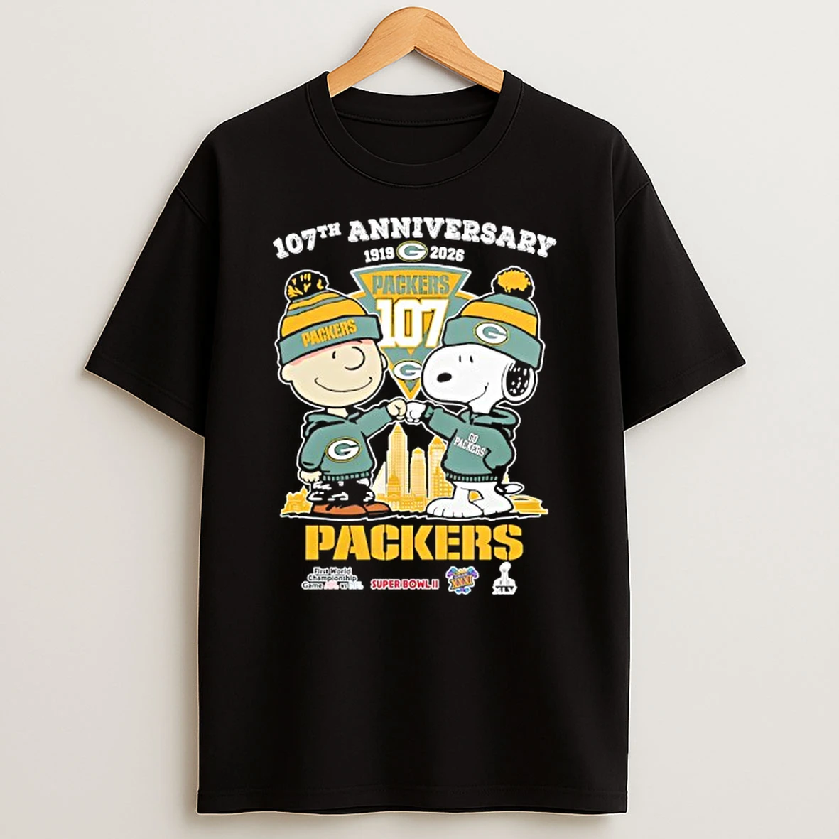 Snoopy And Charlie Brown Green Bay Packers Football 107th Anniversary 107 Seasons Shirts