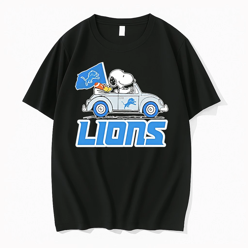 Snoopy And Woodstock Driving Car Detroit Lions 2025 Shirts